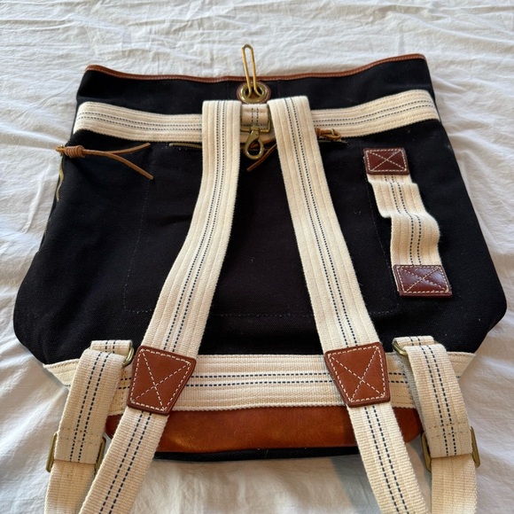 Sperry Black and Tan Duffle Canvas Backpack - Picture 2 of 8